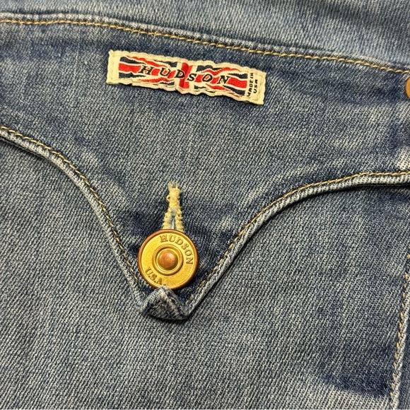 HUDSON “COLLIN SKINNY” Women's whiskered light faded Blue denim Jeans sz 29 GUC - Picture 4 of 16